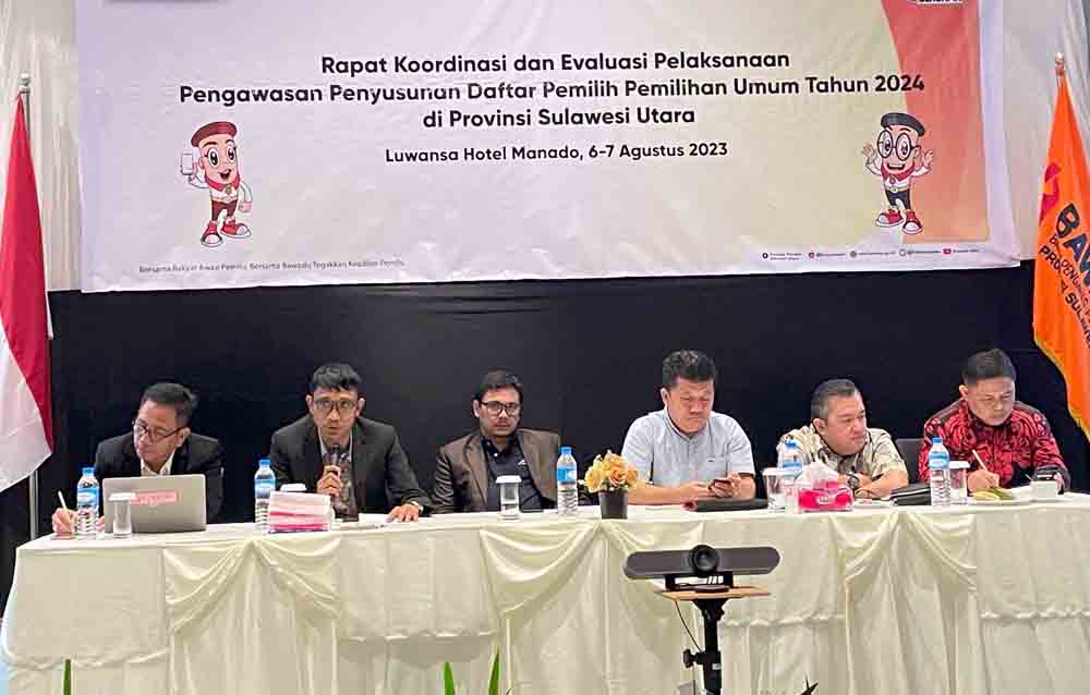 Bawaslu Sulut Gelar Rapat Koordinasi dan Evaluasi Pelaksanaan Pengawasan Penyusunan Daftar Pemilih Pemilu 2024