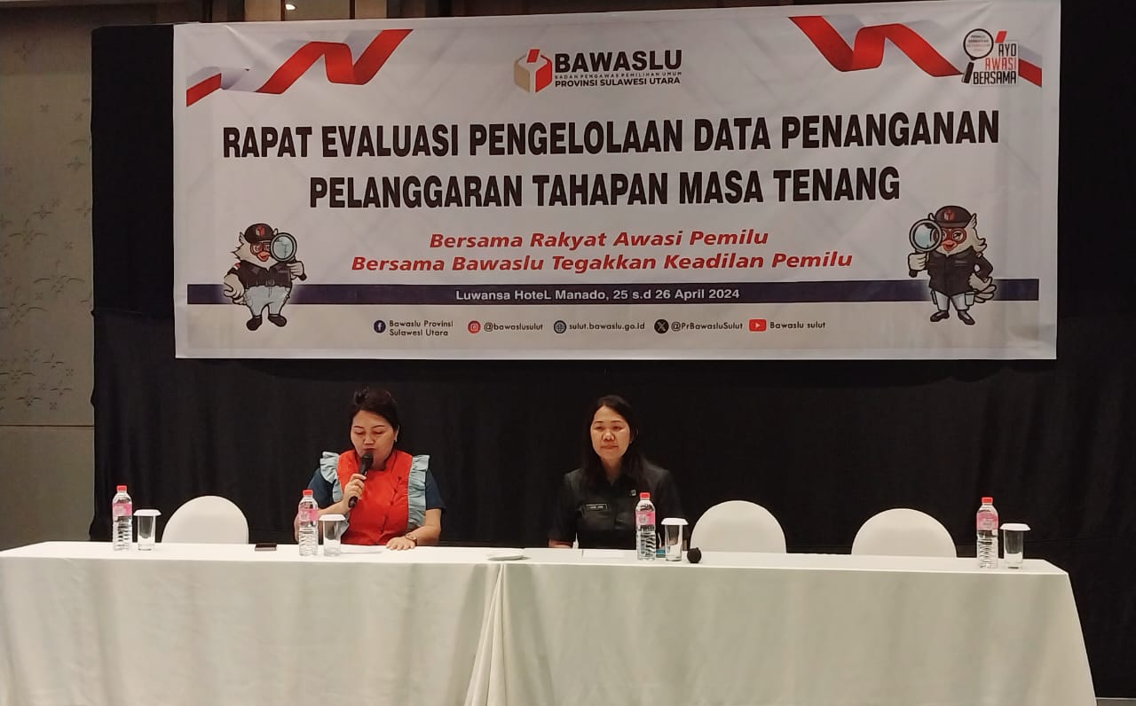 Bawaslu Sulut Gelar Rapat Evaluasi Pengelolaan Data Penanganan Pelanggaran Tahapan Masa Tenang Pemilu 2024
