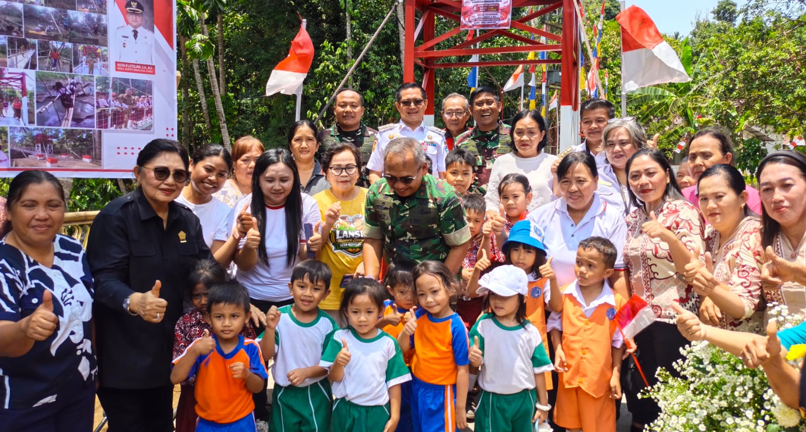 Bupati Minahasa Utara Joune Ganda Mendampingi Pangdam XIII/Merdeka Tinjau Jembatan Perintis Garuda